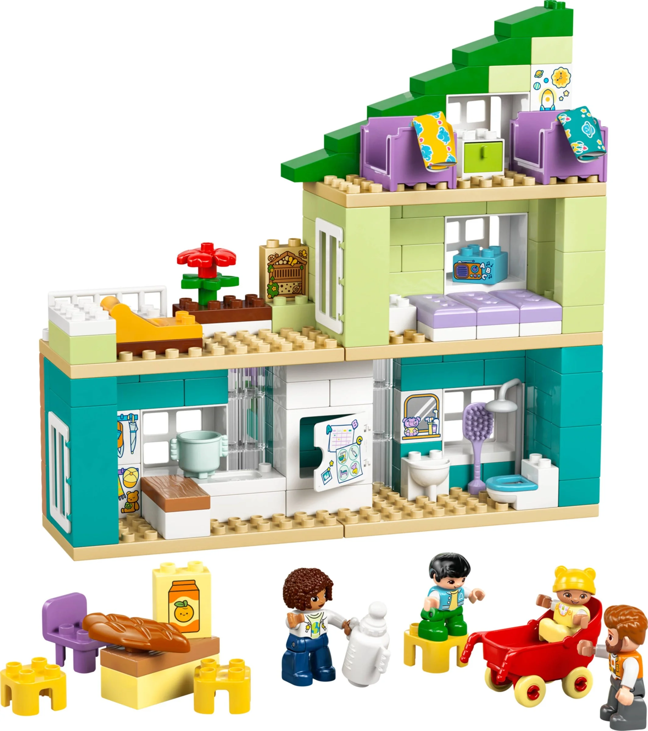 Modernes Familienhaus mit Figuren – 3-in-1-Set